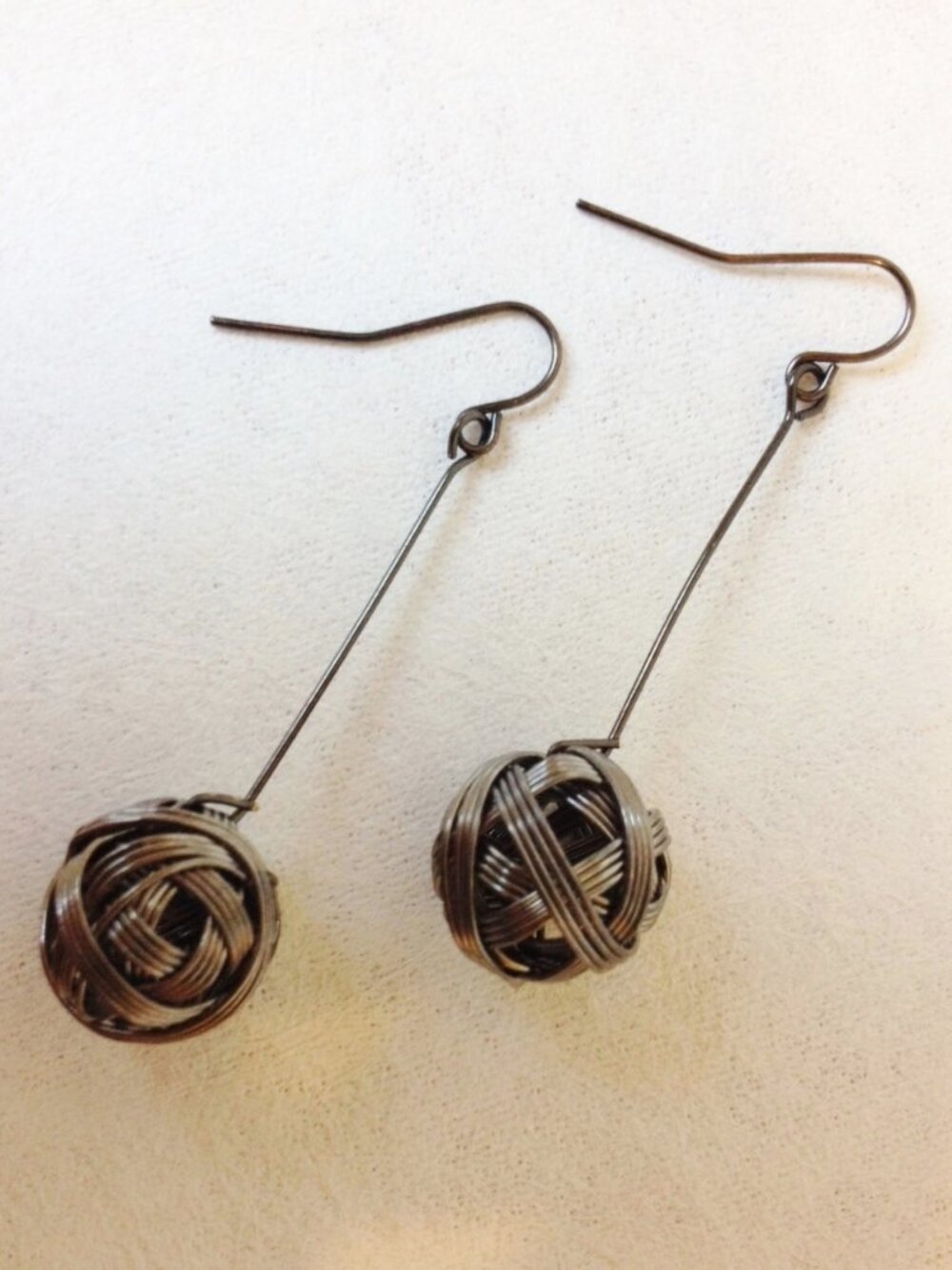 Gun Metal Tumbleweed Earrings Handcrafted Dangle Wire Wrap Round Ball New Gift